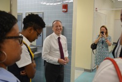 Governor visits John Gray High School Emergency Shelter