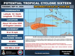 The NHC is has issued an advisory on Potential Tropical Cyclone Sixteen