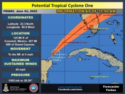 Potential Tropical Cyclone One Advisory 10am 03/JUN/22