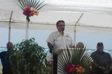 Mr Larry Foster declares the Little Cayman Agriculture Show 'Open'