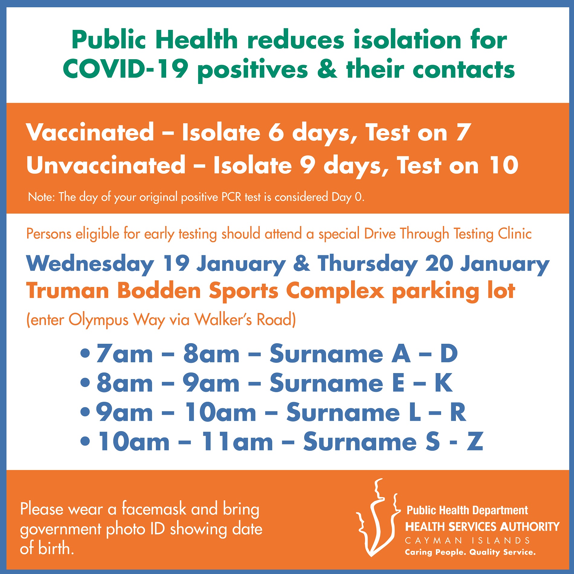 Reduced COVID-19 Isolation Period for Vaccinated & Unvaccinated Persons