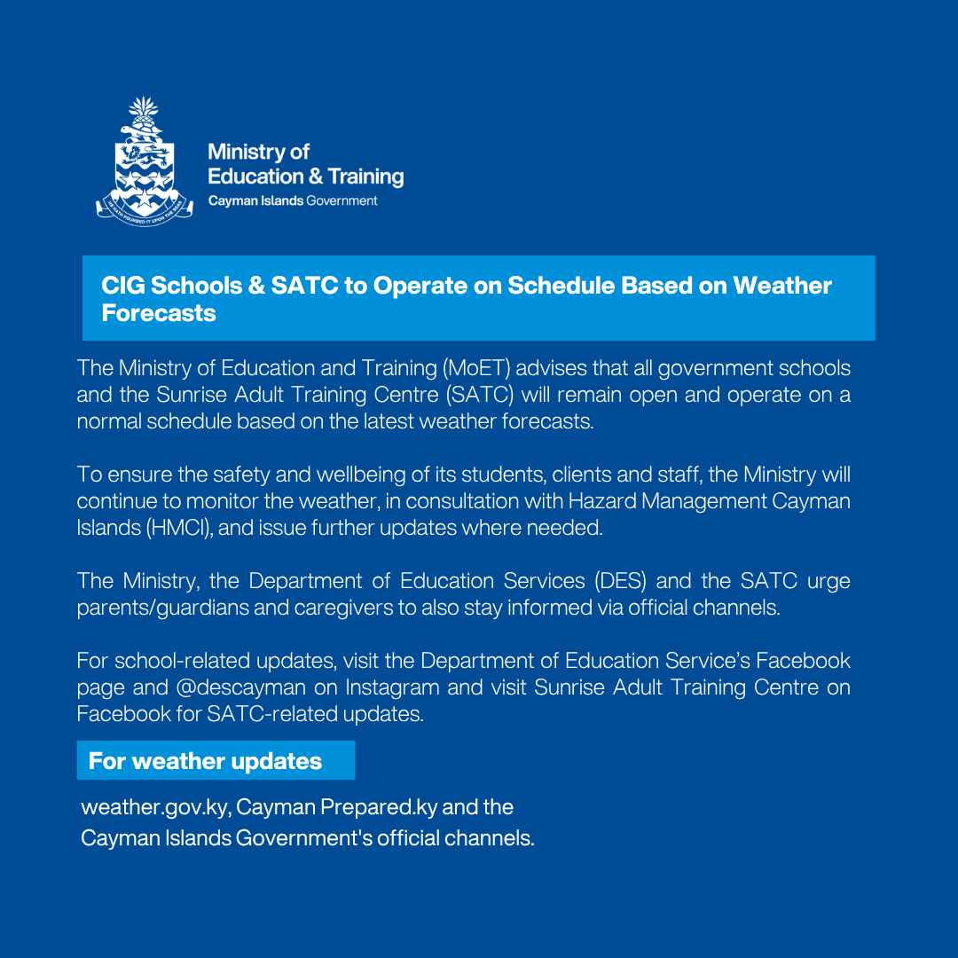 CIG Schools & SATC to Operate on Schedule Based on Weather Forecasts