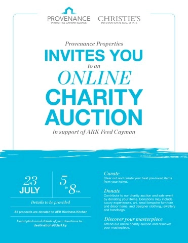 Provenance Properties to host online charity auction to benefit ARK’s Feed Cayman