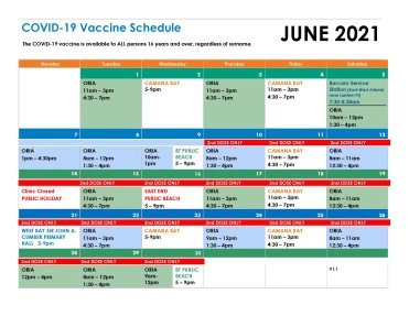 COVID-19 Vaccination Schedule June 2021
