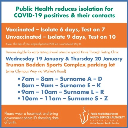 Reduced COVID-19 Isolation Period for Vaccinated & Unvaccinated Persons