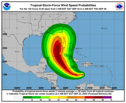 IAN EXPECTED TO STRENGTHEN OVER THE CENTRAL CARIBBEAN