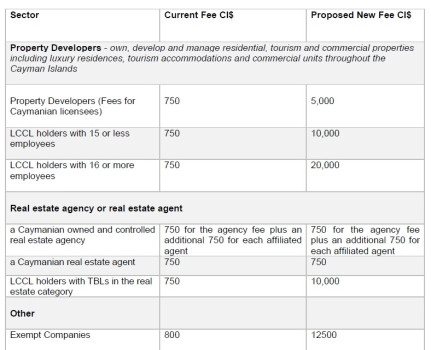 Updated Fees for Accounting Firms, Realtors and Property Developers Holding LCCLs
