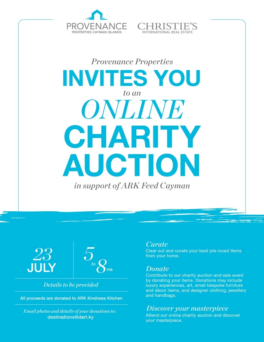 Provenance Properties to host online charity auction to benefit ARK’s Feed Cayman