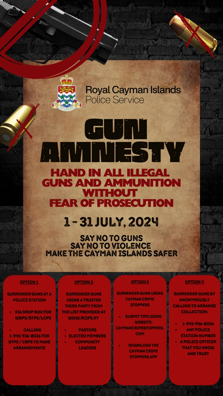 RCIPS Launches National Gun Amnesty for the Month of July