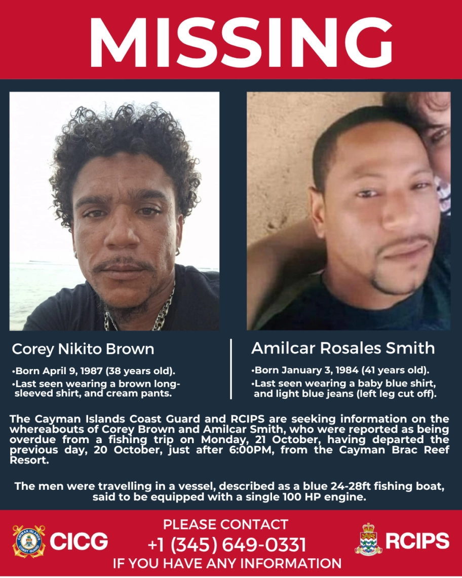 UPDATE: Status of Search and Rescue for Missing Fishermen, Corey Brown & Amilcar Smith,