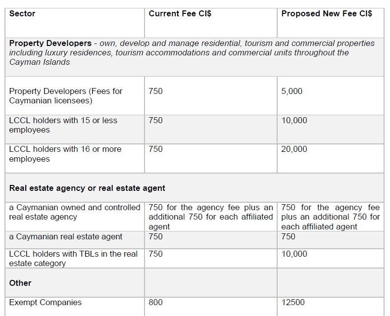 Updated Fees for Accounting Firms, Realtors and Property Developers Holding LCCLs